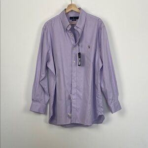 Ralph Lauren Flesh Pony Classic Button Down Men's 17.5 Lavender Dress Shirt NWT
